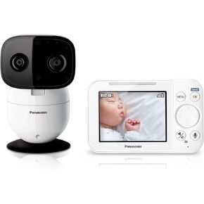 Panasonic Baby Monitor with Camera and Audio, 3.5" Color Video, Extra Long Range, Secure Connection, 2-Way Talk, Soothing Sounds, Remote Pan, Tilt, Zoom - 1 Camera - KX-HN4101W (White)