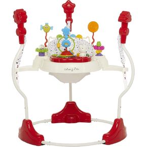 Zany 2-in-1 Baby Activity Center and Bouncer in White and Black Print, Sturdy and Strong Frame, 3 Height Positions, 360° Rotating Seat, 12 Songs with Flash Lights