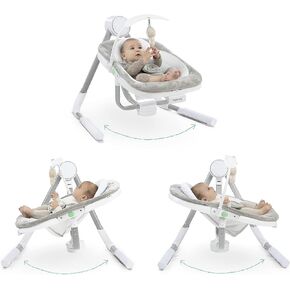 Ingenuity Anyway Sway 5-Speed Multi-Direction Portable Foldable Baby Swing & Infant Seat with Vibrations, Nature Sounds, 0-9 Months 6-20 lbs (Ray)