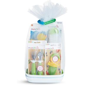 Munchkin® New Beginnings Baby Gift Set, Includes Feeding Utensils, Divided Plates, Bottle Brush, Bath Toy and Teether, Blue in Saudi Arabia