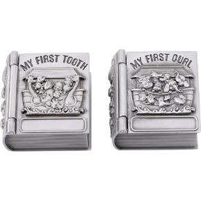Mogoko Silver Tooth Box, Baby First Tooth and Curl Keepsake Box Set, Kids Teeth Fairy Holder for Boy or Girl | Kids Teeth Fairy Holder in Saudi Arabia