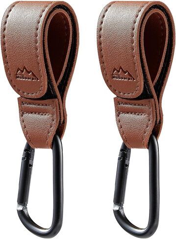 Baby Stroller Hooks Bag Hooks for Hanging Diaper Bags Multipurpose Hooks for Grocery Shopping Bags Premium Vegan Leather Pram Straps 2 Pcs (Brown) in Saudi Arabia