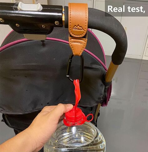 Baby Stroller Hooks Bag Hooks for Hanging Diaper Bags Multipurpose Hooks for Grocery Shopping Bags Premium Vegan Leather Pram Straps 2 Pcs (Brown) in Saudi Arabia