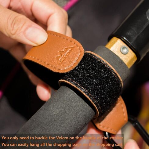 Baby Stroller Hooks Bag Hooks for Hanging Diaper Bags Multipurpose Hooks for Grocery Shopping Bags Premium Vegan Leather Pram Straps 2 Pcs (Brown) in Saudi Arabia
