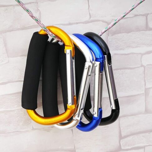 Large Stroller Hooks for Mommy, 2 pcs Carabiner Stroller Hook Organizer for Hanging Purses, Diaper Bag, Shopping Bags. Clip Fits Single/Twin Travel Systems, Car Seats (Black+Rose) in Saudi Arabia