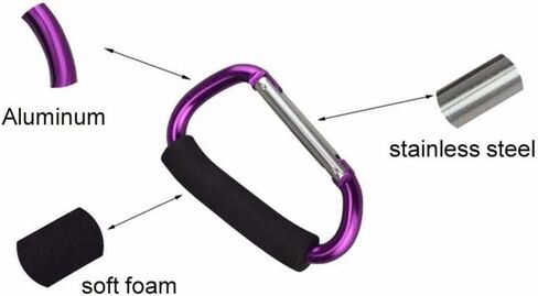 Large Stroller Hooks for Mommy, 2 pcs Carabiner Stroller Hook Organizer for Hanging Purses, Diaper Bag, Shopping Bags. Clip Fits Single/Twin Travel Systems, Car Seats (Black+Rose) in Saudi Arabia