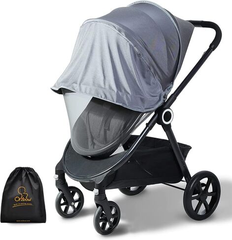 Orzbow Baby Mosquito Net for Stroller with Sun Shade, Breathable, Black | Tear-Resistant Mesh, Insect Barrier w/Travel Bag for Stroller, Car Seat, Bassinet, Cradle, Mini Cribs, Baby Summer Essential in Saudi Arabia