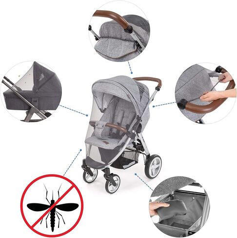 Inlesioo Baby Mosquito Net for Stroller and Carrycot - Jogging Stroller Insect Mesh Net - Universal Fit, Premium Quality: Machine Washable - Gray in Saudi Arabia