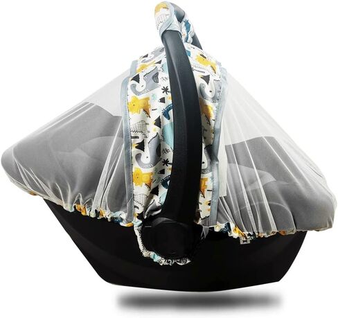 Mosquito Net for Baby Car Seats –Car seat net for Newborn Carrier-Breathable mesh net for Infant Car Seats, Carrier, Elastic Edge, Kick Proof, Polka dot, White, Patent Design in Saudi Arabia