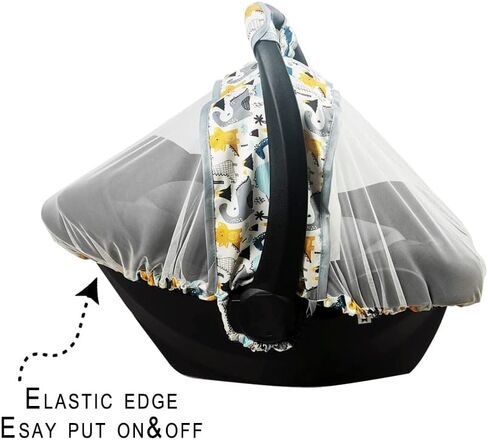 Mosquito Net for Baby Car Seats –Car seat net for Newborn Carrier-Breathable mesh net for Infant Car Seats, Carrier, Elastic Edge, Kick Proof, Polka dot, White, Patent Design in Saudi Arabia