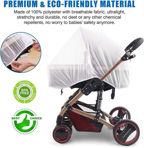 Mosquito Net for Stroller 2Pack - Protective Baby Stroller Mosquito Net - Perfect Bug Net for Strollers, Bassinets, Cradles, Playards, Pack N Plays and Portable Mini Crib (Black) in Saudi Arabia