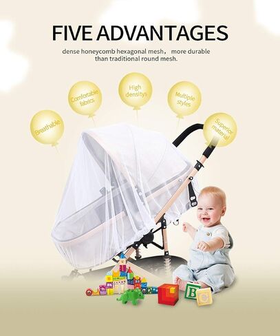 Mosquito Net for Stroller 2Pack - Protective Baby Stroller Mosquito Net - Perfect Bug Net for Strollers, Bassinets, Cradles, Playards, Pack N Plays and Portable Mini Crib (Black) in Saudi Arabia