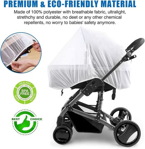 Mosquito Net for Stroller 2Pack - Protective Baby Stroller Mosquito Net - Perfect Bug Net for Strollers, Bassinets, Cradles, Playards, Pack N Plays and Portable Mini Crib (Black) in Saudi Arabia
