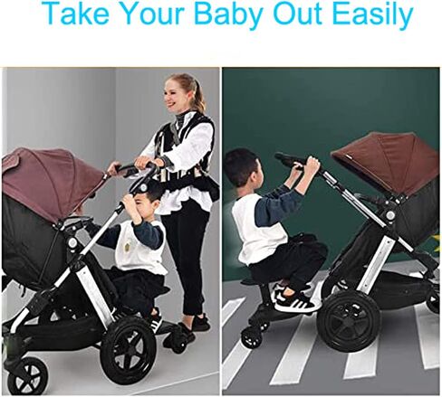 Universal Stroller Board Buggy Board with Detachable Seat, Stroller Glider Board Suitable for Most Brands of Strollers, Stroller Standing Board, Holds Children Up to 55lbs (Black) in Saudi Arabia
