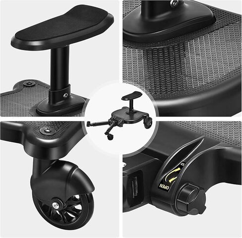Universal Stroller Board Buggy Board with Detachable Seat, Stroller Glider Board Suitable for Most Brands of Strollers, Stroller Standing Board, Holds Children Up to 55lbs (Black) in Saudi Arabia