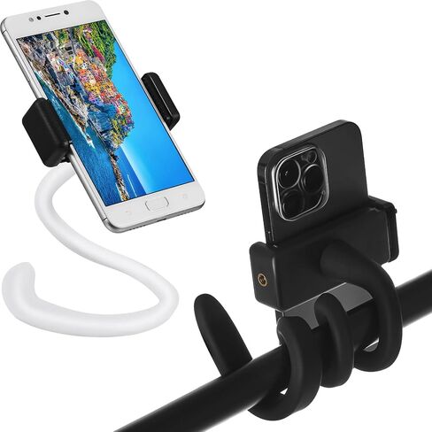 Amylove 2 Pcs Stroller Phone Holder Portable Cell Phone Holder Stand Universal Stroller Accessories for Parent Baby Toddler Phone Clamp with Non Slip Silicone Arm Grip (Black,Novel) in Saudi Arabia