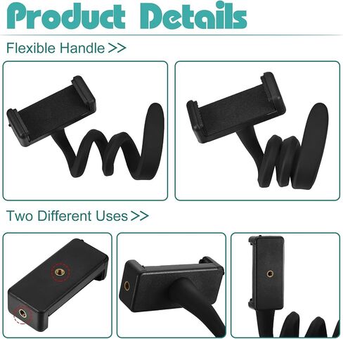 Amylove 2 Pcs Stroller Phone Holder Portable Cell Phone Holder Stand Universal Stroller Accessories for Parent Baby Toddler Phone Clamp with Non Slip Silicone Arm Grip (Black,Novel) in Saudi Arabia