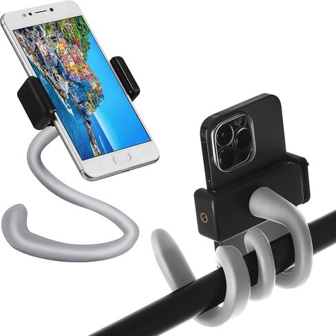 Amylove 2 Pcs Stroller Phone Holder Portable Cell Phone Holder Stand Universal Stroller Accessories for Parent Baby Toddler Phone Clamp with Non Slip Silicone Arm Grip (Black,Novel) in Saudi Arabia