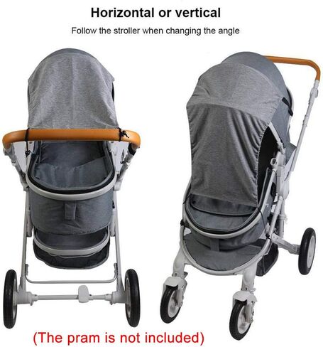 OERTUFU Stroller Sun Shade Baby Stroller Sun Cover,Universal Pram Sunshade for Pushchair, Buggy and Carrycot, Sun Stroller with UV Protection 50+, Sun Shade Blackout Blind Black, Grey 50x30x67cm in Saudi Arabia