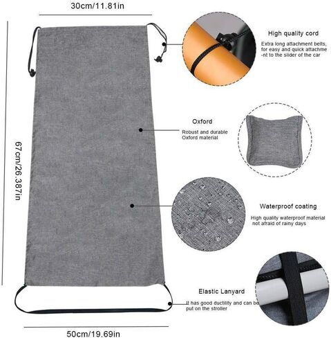 OERTUFU Stroller Sun Shade Baby Stroller Sun Cover,Universal Pram Sunshade for Pushchair, Buggy and Carrycot, Sun Stroller with UV Protection 50+, Sun Shade Blackout Blind Black, Grey 50x30x67cm in Saudi Arabia