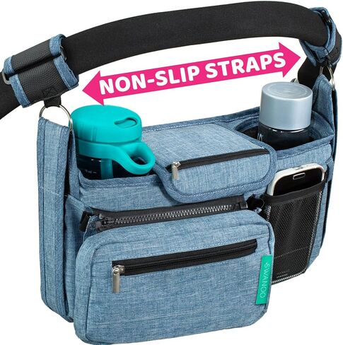 Swanoo Stroller Caddy Organizer With Cup Holder, Non Slip Straps Bag for Phone, Pet Stroller Accessories, Universal Fits Uppababby Vista v2 Wonderfold Wagon, Doona and More in Saudi Arabia