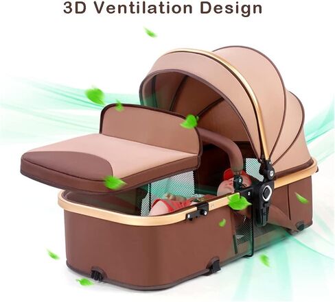 Baby Pushchair High Landscape Baby Carriage Two-Way Pram Trolley Baby Stroller for Infant and Toddler, Lightweight Baby Pram Stroller for Newborn Ideal for 0-36 Months (Color : Brown) in Saudi Arabia