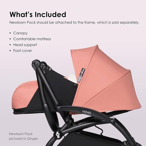 BABYZEN YOYO 0+ Newborn Pack, Black - Includes Mattress, Canopy, Head Support & Foot Cover - Requires YOYO2 Frame (Sold Separately) in Saudi Arabia
