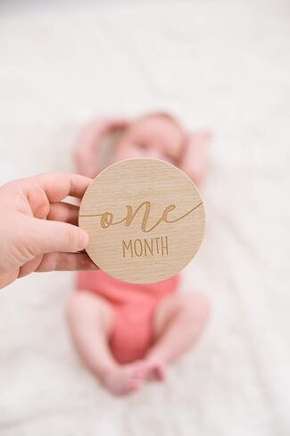 Pearhead Arch Milestone Props, Reversible Photo Props, Baby Growth and Pregnancy Growth Cards, Gender Neutral Baby Photo Prop, Wooden Arched Discs in Saudi Arabia