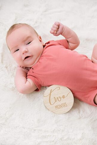 Pearhead Arch Milestone Props, Reversible Photo Props, Baby Growth and Pregnancy Growth Cards, Gender Neutral Baby Photo Prop, Wooden Arched Discs in Saudi Arabia