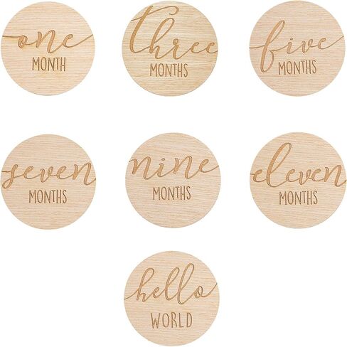 Pearhead Arch Milestone Props, Reversible Photo Props, Baby Growth and Pregnancy Growth Cards, Gender Neutral Baby Photo Prop, Wooden Arched Discs in Saudi Arabia
