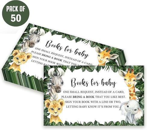Yuzioey 50 Safari Baby Shower Invitations, Jungle Animals Invitations Macthing Envelpoes, Diaper Raffle Tickets, Book Request Cards, Safari Animals Invitations in Kuwait