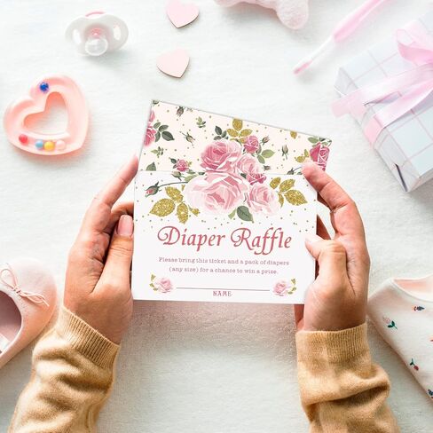Marspark Set of 25 Floral Baby Shower Invitations, Diaper Raffle Tickets and Book Request Cards with Envelope, Baby Shower Party Supplies for Girl in Saudi Arabia