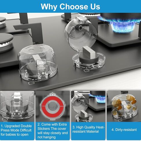 Stove Knob Covers for Child Safety,AOSITE 5 Pack Upgraded Gas Knob Covers for Kids Stove Guard with Strong Adhesive, Durable Design Childproof Oven Knob Locks for Babies and Pets,No Screws or Drill in Saudi Arabia