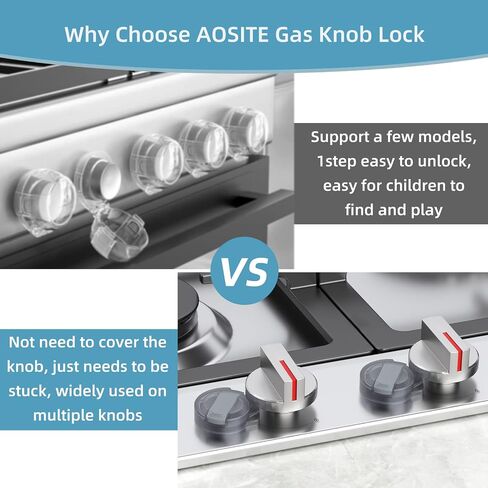 Stove Knob Covers for Child Safety,AOSITE 5 Pack Upgraded Gas Knob Covers for Kids Stove Guard with Strong Adhesive, Durable Design Childproof Oven Knob Locks for Babies and Pets,No Screws or Drill in Saudi Arabia