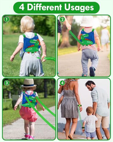 Lehoo Castle Toddler Leash for Boys, 4-in-1 Toddler Harness with Leash with Anti Lost Wrist Link for Kids, Baby Leash for Walking, Kids Leash Backpack (Dinosaur Blue) in Saudi Arabia