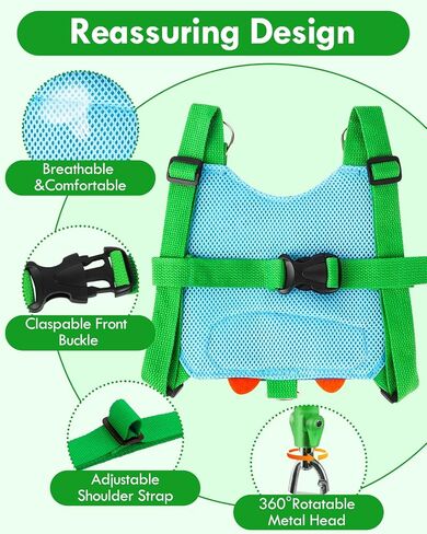 Lehoo Castle Toddler Leash for Boys, 4-in-1 Toddler Harness with Leash with Anti Lost Wrist Link for Kids, Baby Leash for Walking, Kids Leash Backpack (Dinosaur Blue) in Saudi Arabia