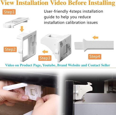Child Safety Magnetic Cabinet Locks - vmaisi 4 Pack Adhesive Baby Proofing Cabinets & Drawers Latches in Saudi Arabia