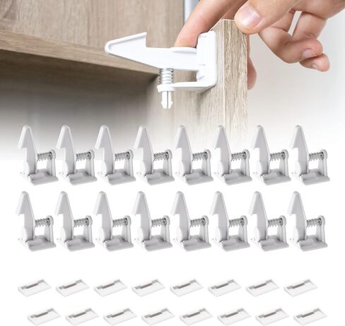 Inaya Cabinet Locks Baby Proofing - Child Proof Drawer Locks - Child Safety Cabinet Latches with 3M Adhesive Easy Installation - No Drilling or Extra Screws (8 Pack) in Kuwait