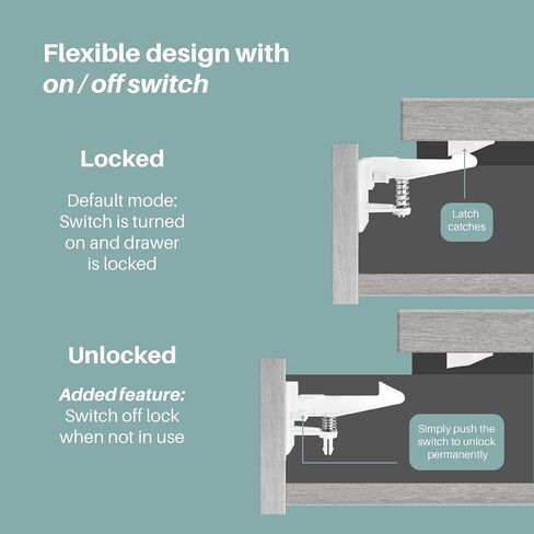Inaya Cabinet Locks Baby Proofing - Child Proof Drawer Locks - Child Safety Cabinet Latches with 3M Adhesive Easy Installation - No Drilling or Extra Screws (8 Pack) in Kuwait