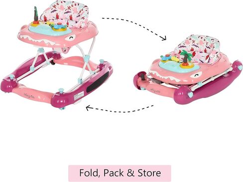 Dream On Me 2-in-1 Convertible Baby Steps Baby Walker in Pink, Adjustable Three Position Height Setting, Removable Tray, Easy to Fold and Store Baby Walker in Saudi Arabia