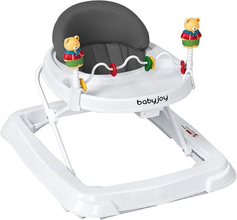 BABY JOY Baby Walker, Foldable Activity Walker with Adjustable Height, Large Tray & Removable Toys, Baby Walker with Wheels for Boys Girls 6-18 Months (Gray) in Saudi Arabia