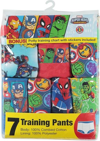 سروال تدريب على استخدام المرحاض للأطفال من الجنسين من Marvel للجنسين 7PK-10PK مع مخطط نجاح وملصقات مع سبايدرمان وهالك والمزيد in Kuwait