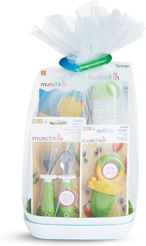 Munchkin® New Beginnings Baby Gift Set, Includes Feeding Utensils, Divided Plates, Bottle Brush, Bath Toy and Teether, Blue in Saudi Arabia