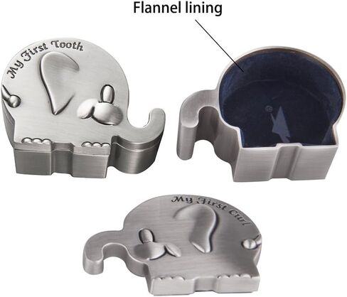 Feyarl Kids First Curl and Fairy Tooth Keepsake Box Christening Gift Keepsake Tin for Newborn Gift Shower Metallic Engraved Elephant Shape (2.4 x 1.6 x 1.2 inches) in Saudi Arabia