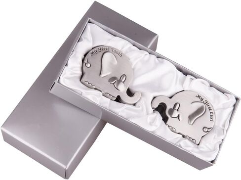 Feyarl Kids First Curl and Fairy Tooth Keepsake Box Christening Gift Keepsake Tin for Newborn Gift Shower Metallic Engraved Elephant Shape (2.4 x 1.6 x 1.2 inches) in Saudi Arabia