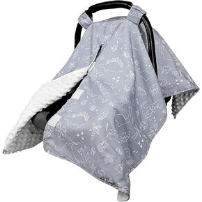 Car Seat Covers for Babies, Peekaboo Opening Infant Car Seat Canopy for Baby Boys Girls, 2 in 1 Mom Nursing Breastfeeding Covers, Minky Warm Carseat Canopy for Newborn, Dinosaur
