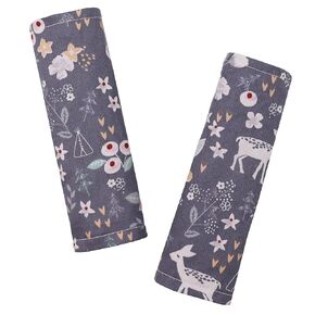 DILIMI Baby Car Seat Neck Cover, 2Pcs Carseat Belt Cover Pad, Shoulder Strap Protectors, Seat Belt Covers Cushion for Boy Girl (Grey Flower Deer)