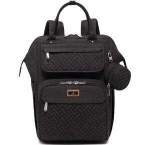 BabbleRoo Diaper Bag Backpack, Multifunction Nappy Changing Bag with Changing Pad, Stroller Straps & Pacifier Case, Unisex Stylish Travel Back Pack for Moms & Dads – Apricot & Black in Saudi Arabia