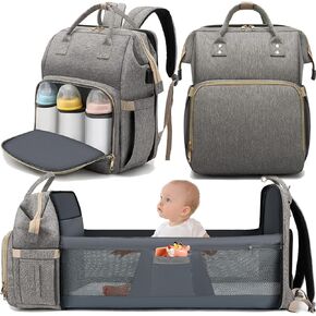 DIPUG Baby Diaper Bag Backpack with Changing Station - Army Green, 16-Pocket Capacity, Waterproof, Unisex