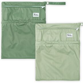 Nora's Nursery Wet Dry Bags with Two Zippered Pockets - Reusable and Washable for Swimming, Travel, Beach, Pool, Daycare, Cloth Diapers, Toiletries, and Wet Swimsuits - 11x15, Garden, 2-Pack in Saudi Arabia